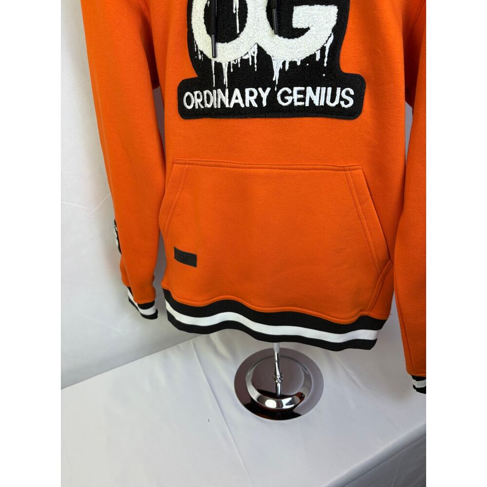 OG Ordinary Genius Hoodie Men Small Orange Pullover Streetwear Cotton Sweatshirt - Picture 6 of 15